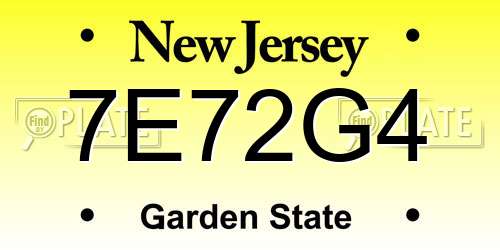 7E72G4 New Jersey License Plate
