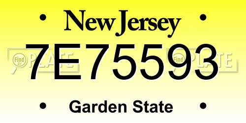 7E75593 New Jersey License Plate