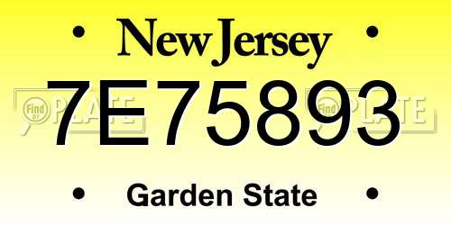 7E75893 New Jersey License Plate