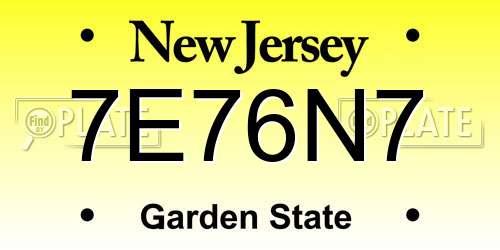 7E76N7 New Jersey License Plate