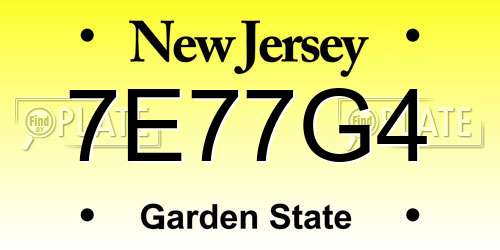 7E77G4 New Jersey License Plate