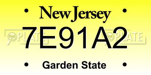 7E91A2 New Jersey License Plate