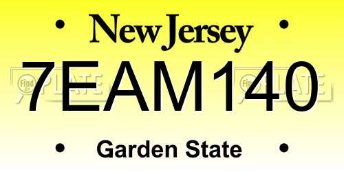 7EAM140 New Jersey License Plate