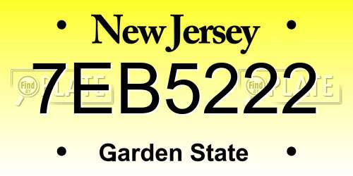 7EB5222 New Jersey License Plate