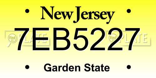 7EB5227 New Jersey License Plate
