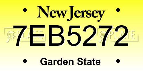 7EB5272 New Jersey License Plate