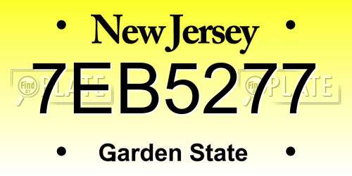 7EB5277 New Jersey License Plate