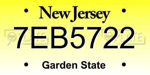7EB5722 New Jersey License Plate