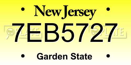 7EB5727 New Jersey License Plate