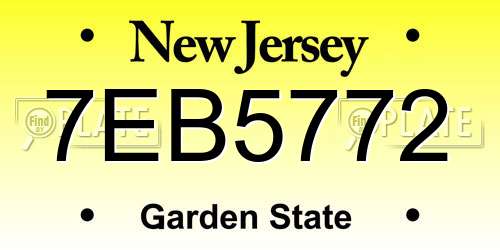 7EB5772 New Jersey License Plate