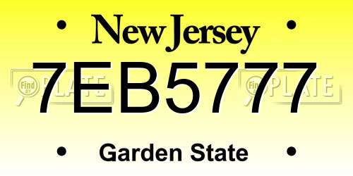 7EB5777 New Jersey License Plate