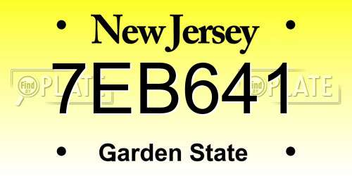 7EB641 New Jersey License Plate