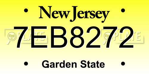 7EB8272 New Jersey License Plate