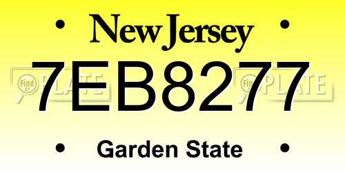 7EB8277 New Jersey License Plate