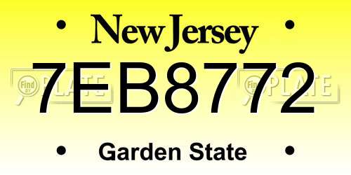 7EB8772 New Jersey License Plate