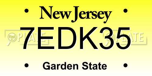 7EDK35 New Jersey License Plate