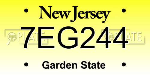 7EG244 New Jersey License Plate