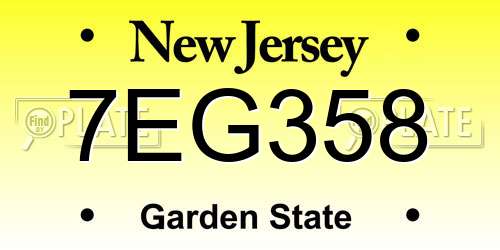 7EG358 New Jersey License Plate