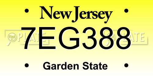 7EG388 New Jersey License Plate