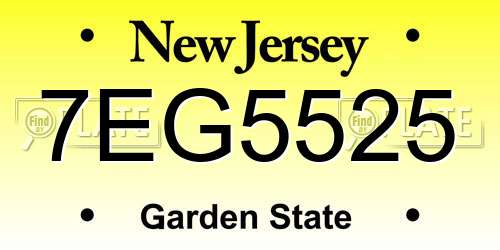 7EG5525 New Jersey License Plate
