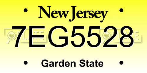 7EG5528 New Jersey License Plate