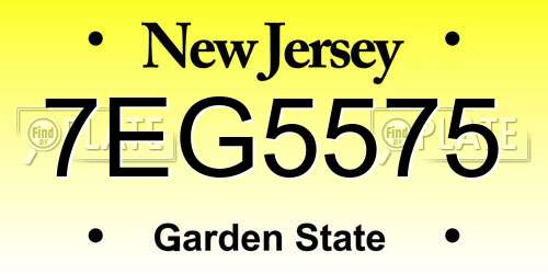 7EG5575 New Jersey License Plate