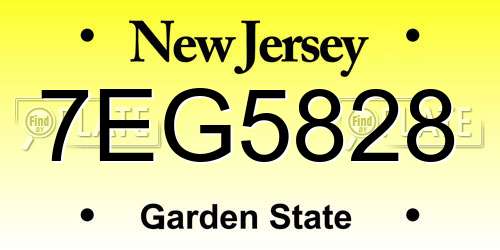 7EG5828 New Jersey License Plate
