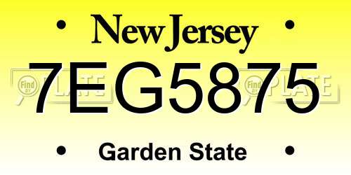 7EG5875 New Jersey License Plate