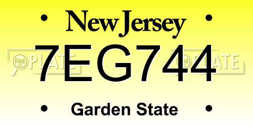 7EG744 New Jersey License Plate