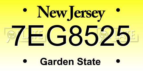 7EG8525 New Jersey License Plate