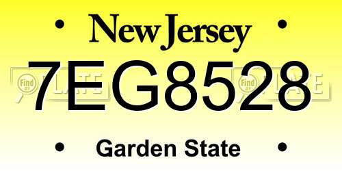 7EG8528 New Jersey License Plate
