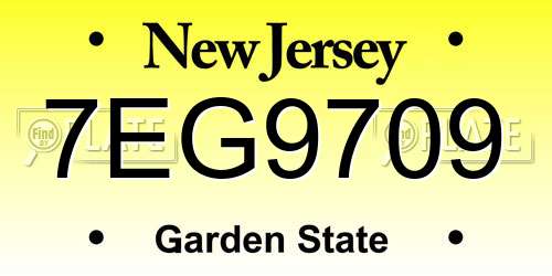 7EG9709 New Jersey License Plate