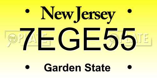 7EGE55 New Jersey License Plate