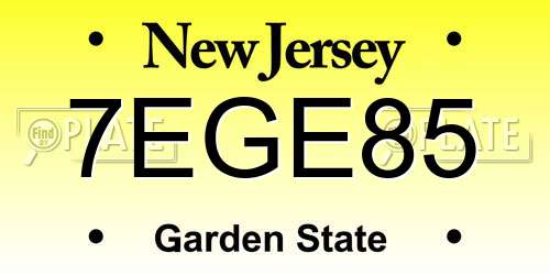 7EGE85 New Jersey License Plate