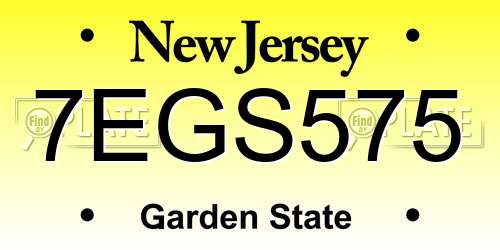 7EGS575 New Jersey License Plate