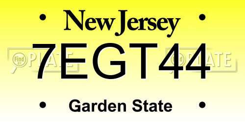 7EGT44 New Jersey License Plate