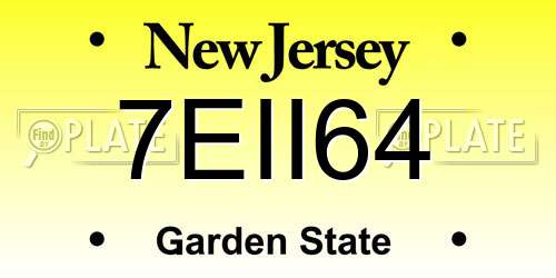 7EII64 New Jersey License Plate