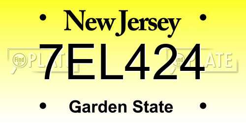 7EL424 New Jersey License Plate