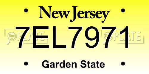 7EL7971 New Jersey License Plate