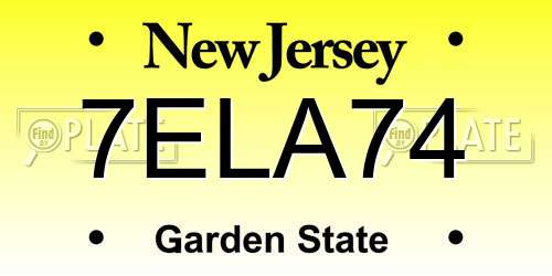 7ELA74 New Jersey License Plate