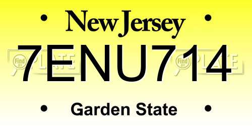 7ENU714 New Jersey License Plate