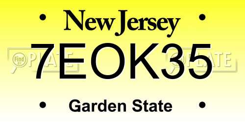 7EOK35 New Jersey License Plate