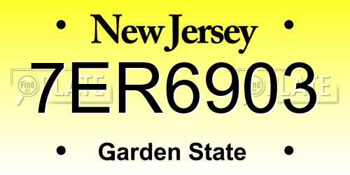 7ER6903 New Jersey License Plate