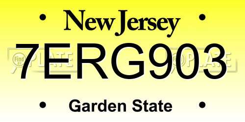 7ERG903 New Jersey License Plate