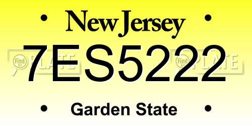 7ES5222 New Jersey License Plate