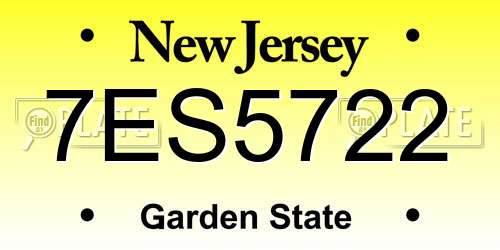 7ES5722 New Jersey License Plate