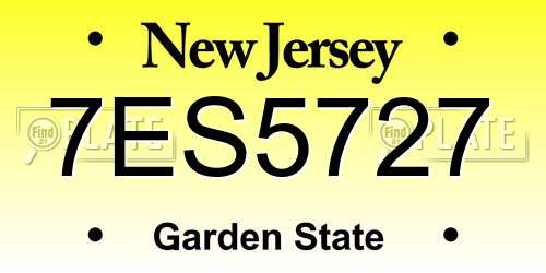 7ES5727 New Jersey License Plate