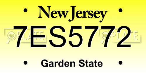7ES5772 New Jersey License Plate