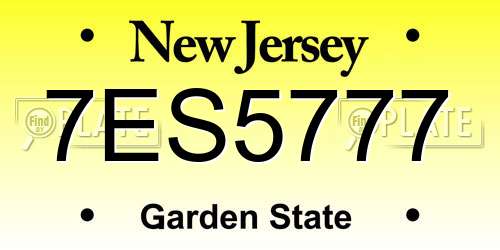 7ES5777 New Jersey License Plate
