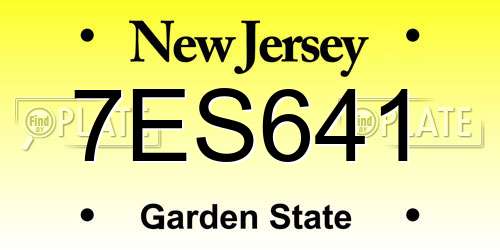 7ES641 New Jersey License Plate
